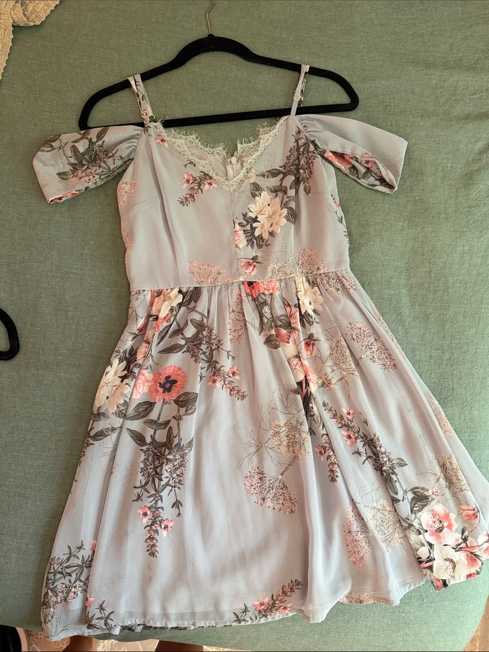Lulu's Light Blue Floral Off-Shoulder Sundress